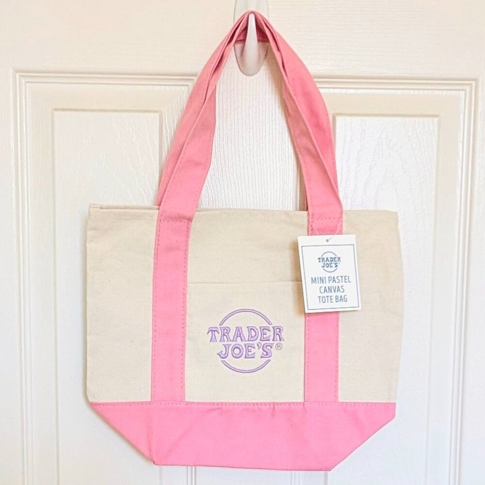 NWT LIMITED RELEASE Trader Joe's Pastel Pink Mini Canvas Tote Bag‎ 🛍️